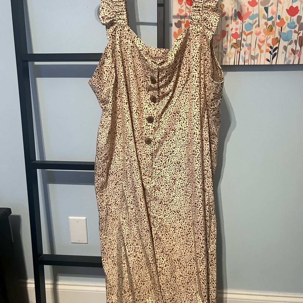 Sleeveless Button-Front Jumpsuit